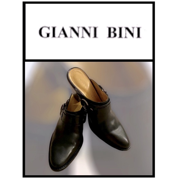 Gianni Bini Black Leather Slip-on Heels - GUC! - Picture 15 of 16